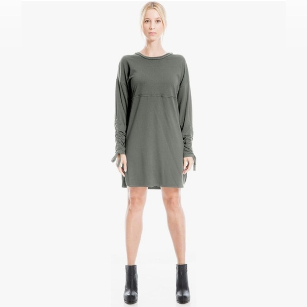 Max Studio Women's Tie Sleeve French Terry Dress - Heather gray - size XS
